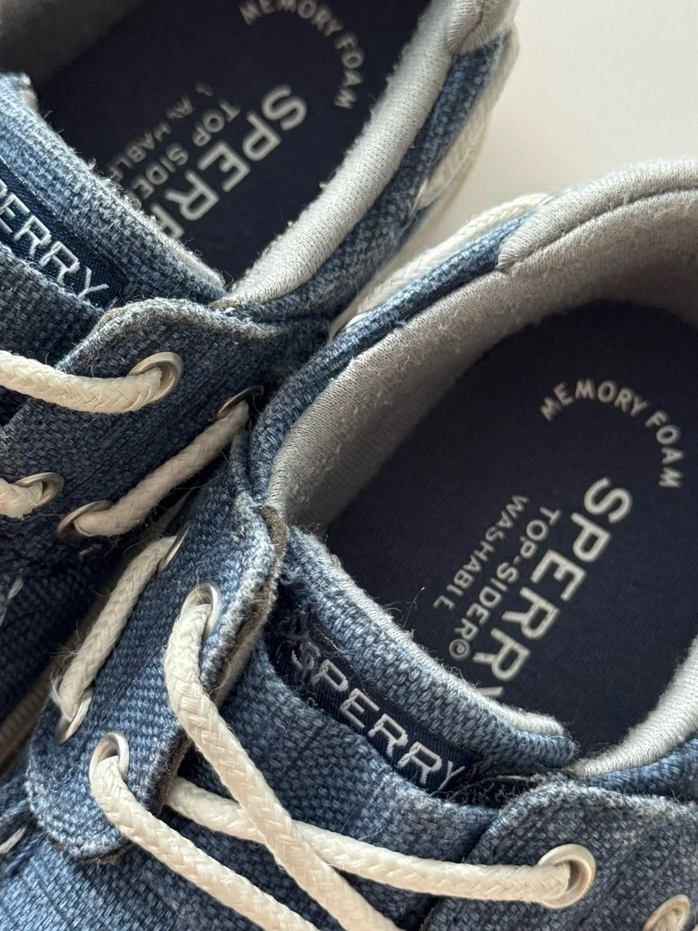 SPERRY Blue Denim Canvas Boat Shoes with Velcro